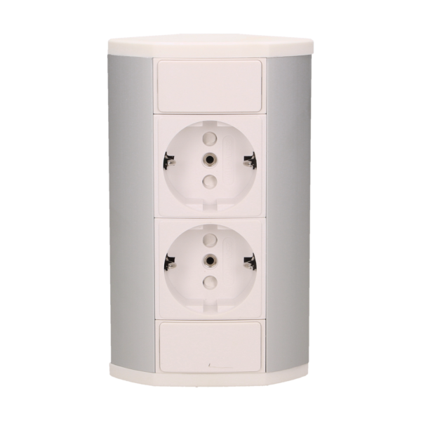Furniture socket, silver-white, schuko