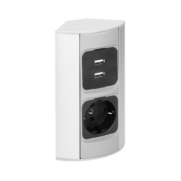 Under-cabinet electrical socket with USB charger, schuko