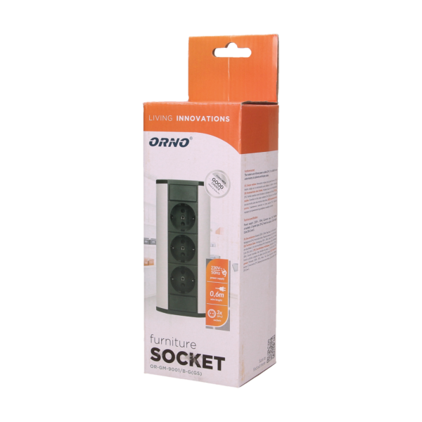 Furniture socket, silver-black, schuko