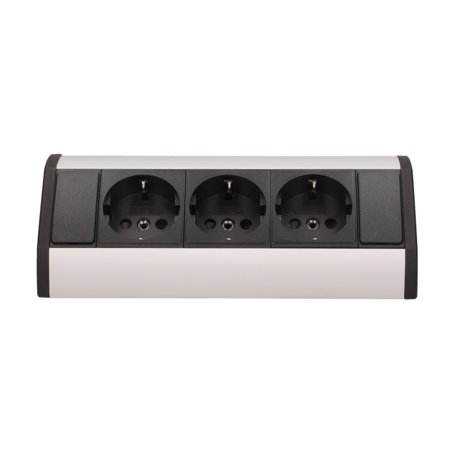 Furniture socket, silver-black, schuko