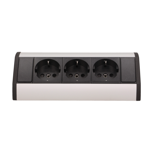 Furniture socket, silver-black, schuko