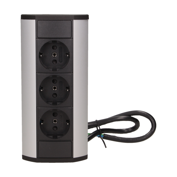 Furniture socket, silver-black, schuko