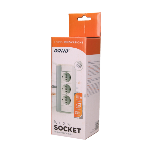 Gniazdo meblowe 3x2P+Z, schuko, biało-srebrne Gniazdo meblowe 3x2P+Z, schuko, biało-srebrne