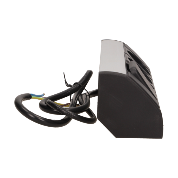 Furniture socket with switch, silver-black, schuko