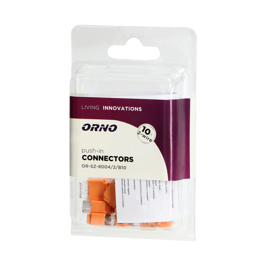 Installation push-in connector for 2 cables (rigid cable 0.75-2.5mm2), IEC 300V/24A, blister pack 10 pcs.