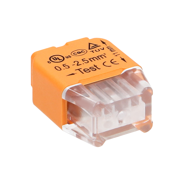 Złączka instalacyjna wciskana 2-przewodowa; na drut 0,75-2,5mm²; IEC 300V/24A; 100 szt. Złączka instalacyjna wciskana 2-przewodowa; na drut 0,75-2,5mm²; IEC 300V/24A; 100 szt.
