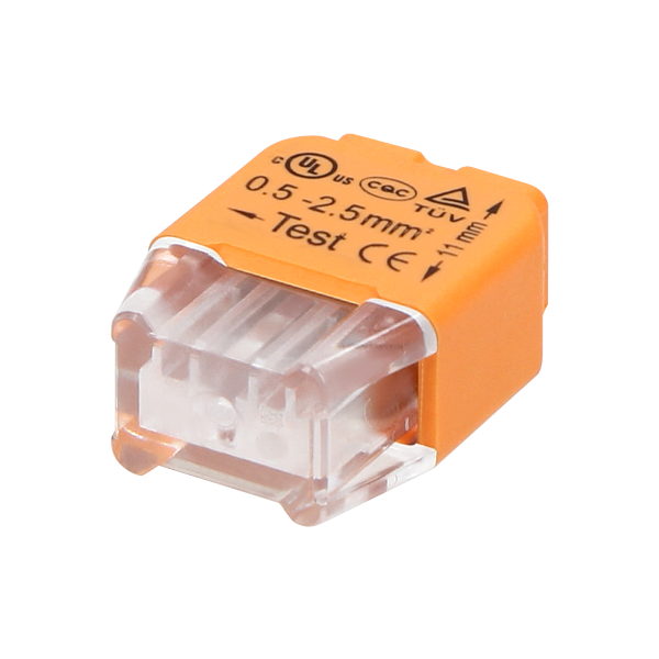 Złączka instalacyjna wciskana 2-przewodowa; na drut 0,75-2,5mm²; IEC 300V/24A; 100 szt. Złączka instalacyjna wciskana 2-przewodowa; na drut 0,75-2,5mm²; IEC 300V/24A; 100 szt.