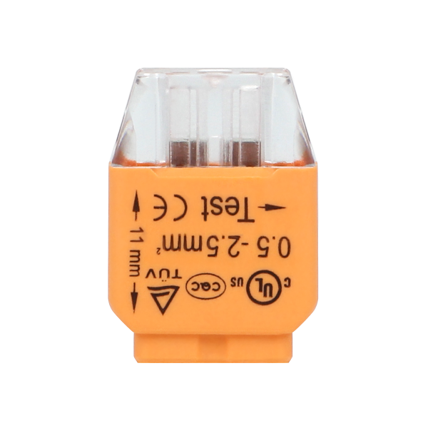 Złączka instalacyjna wciskana 2-przewodowa; na drut 0,75-2,5mm²; IEC 300V/24A; 100 szt. Złączka instalacyjna wciskana 2-przewodowa; na drut 0,75-2,5mm²; IEC 300V/24A; 100 szt.