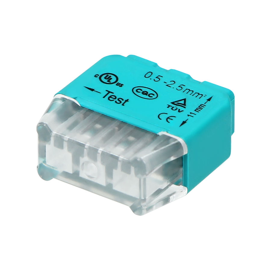 Złączka instalacyjna wciskana 3-przewodowa; na drut 0,75-2,5mm²; IEC 300V/24A 100 szt.