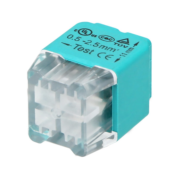 Installation push-in connector for 4 cables (rigid cable 0.75-2.5mm2), IEC 300V/24A, blister pack 10 pcs.