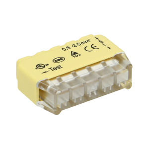 Złączka instalacyjna wciskana 5-przewodowa; na drut 0,75-2,5mm²; IEC 300V/24A; 10 szt.