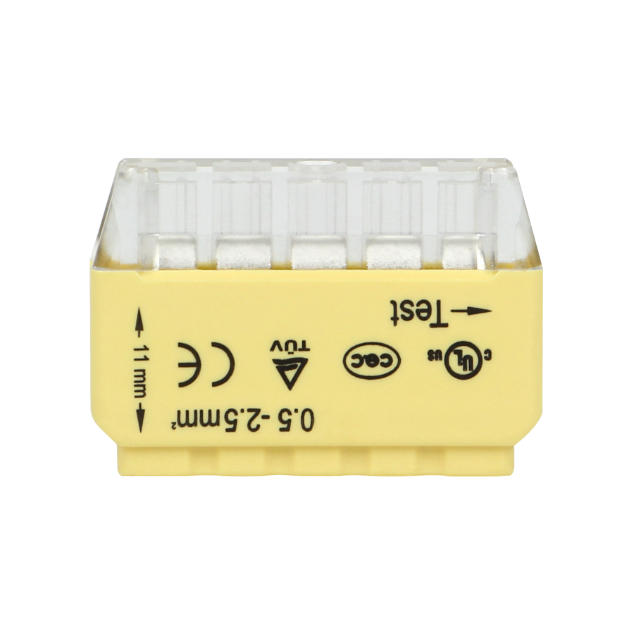 Installation push-in connector for 5 cables (rigid cable 0.75-2.5mm2), IEC 300V/24A, blister pack 10 pcs.