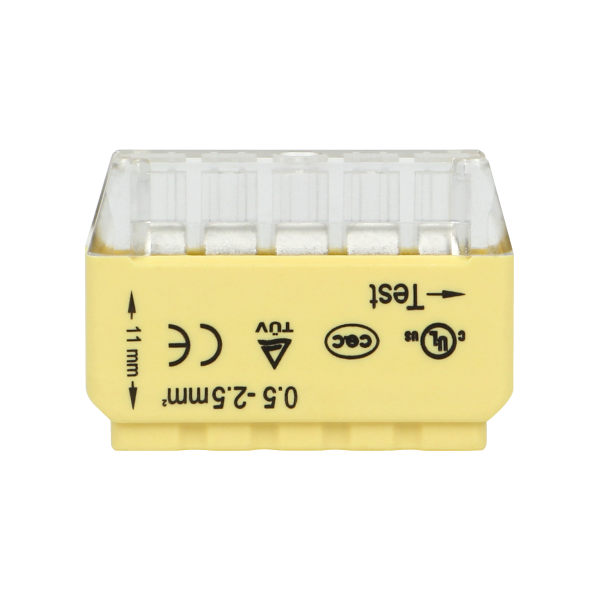Złączka instalacyjna wciskana 5-przewodowa; na drut 0,75-2,5mm²; IEC 300V/24A 50 szt. Złączka instalacyjna wciskana 5-przewodowa; na drut 0,75-2,5mm²; IEC 300V/24A 50 szt.