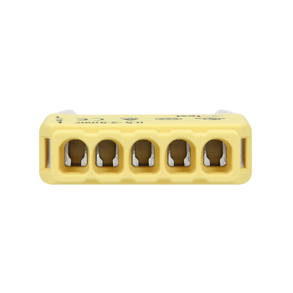 5-wire push-in splicing connector for wire 0.75-2.5mm2; IEC 300V/24A; 50pcs 5-wire push-in splicing connector for wire 0.75-2.5mm2; IEC 300V/24A; 50pcs