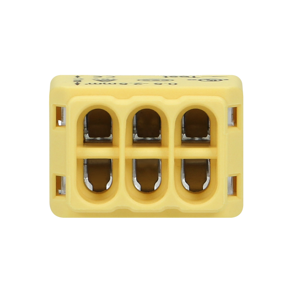 6-wire push-in splicing connector for wire 0.75-2.5mm2; IEC 300V/24A; 50pcs 6-wire push-in splicing connector for wire 0.75-2.5mm2; IEC 300V/24A; 50pcs
