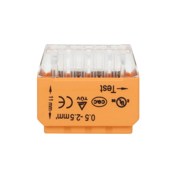 Installation push-in connector for 8 cables (rigid cable 0.75-2.5mm2), IEC 300V/24A, blister pack 8 pcs.