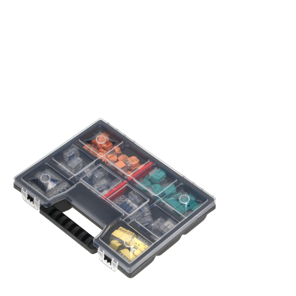 APARTMENT PREMIUM - set of 109pcs of installation push-in (30x2, 30x3, 12x5) and clamp connectors (20x2, 12x3, 5x5) in a box.