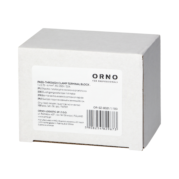 Złączka instalacyjna zaciskowa 1-przewodowa, dwustronna; na dowolny przewód 0,75-4mm²; IEC 250V/32A; 100 szt.