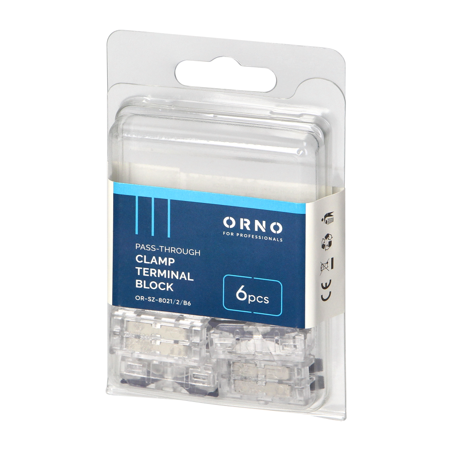 Złączka instalacyjna zaciskowa 2-przewodowa, dwustronna; na dowolny przewód 0,75-4mm²; IEC 250V/32A; blister 6 szt.