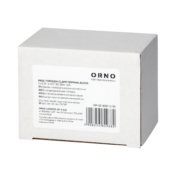 Złączka instalacyjna zaciskowa 2-przewodowa, dwustronna; na dowolny przewód 0,75-4mm²; IEC 250V/32A; 50 szt.