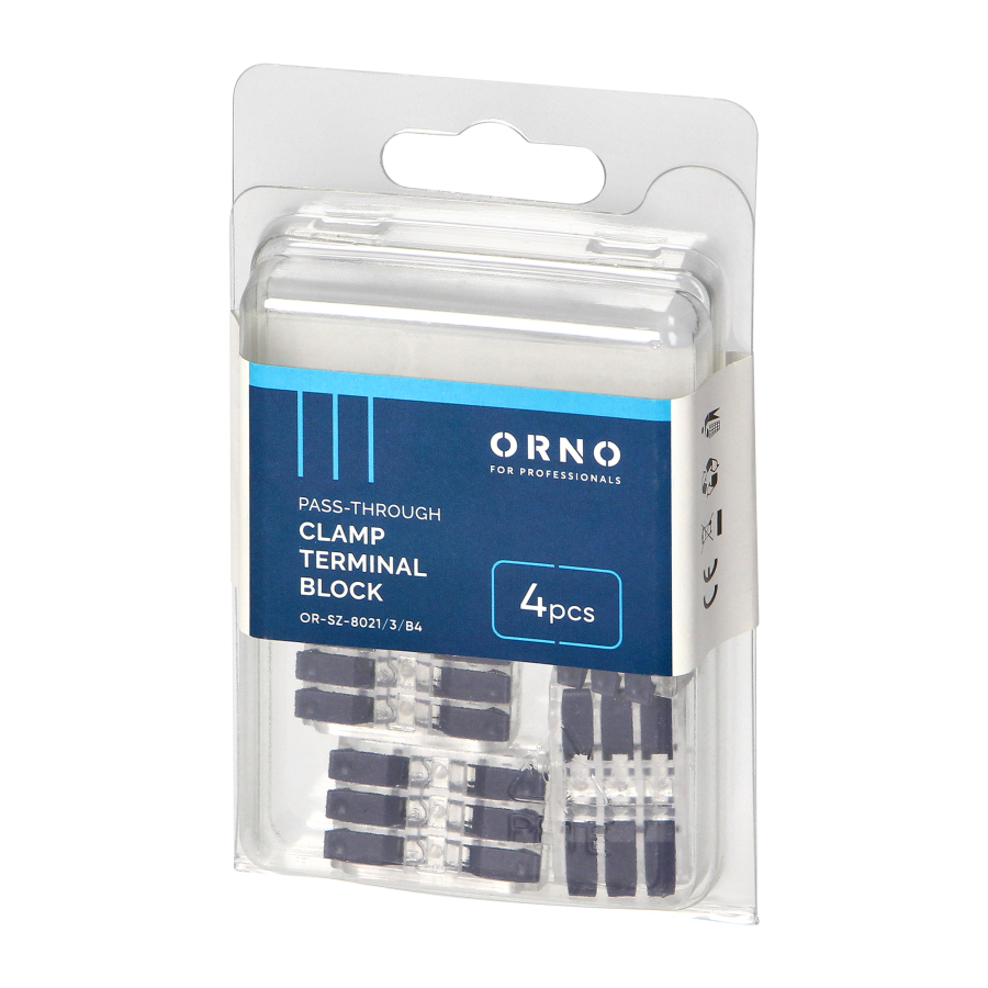 3-wire clamp splicing connector, double-sided; for any 0.75-4mm² wire; IEC 250V/32A; blister of 4 pcs.