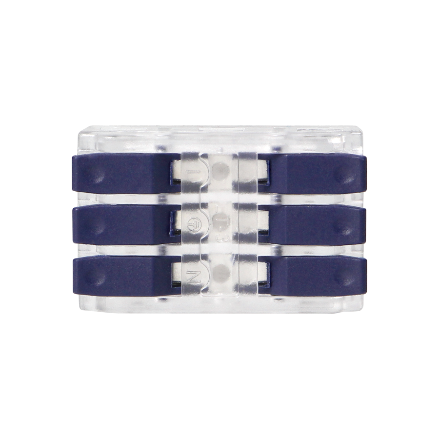 Złączka instalacyjna zaciskowa 3-przewodowa, dwustronna; na dowolny przewód 0,75-4mm²; IEC 250V/32A; blister 4 szt.