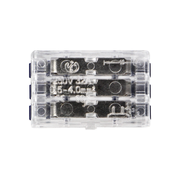 3-wire clamp splicing connector, double-sided; for any 0,75-4mm² wire; IEC 250V/32A; 50 pcs