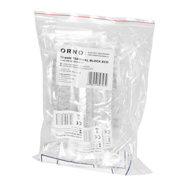 12 track ECO brass busbar, max. 6mm2, PE, 10 pcs