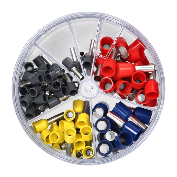 Insulated cord end terminals, 100pcs., 50 - 4mm² ; 20 - 6mm² ; 20 - 10mm² ; 10 - 16mm² Insulated cord end terminals, 100pcs., 50 - 4mm² ; 20 - 6mm² ; 20 - 10mm² ; 10 - 16mm²