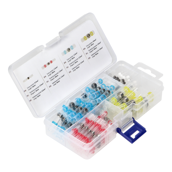 Shrink-with-Tin set of heat shrink soldering sleeves, 100 pcs. Shrink-with-Tin set of heat shrink soldering sleeves, 100 pcs.