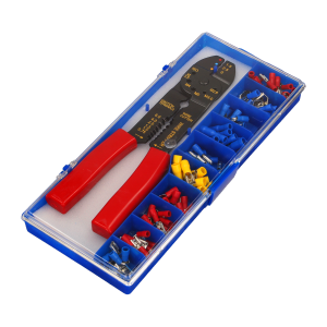 Set of wire crimps with wire stripper