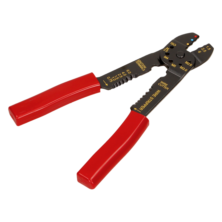 Set of wire crimps with wire stripper
