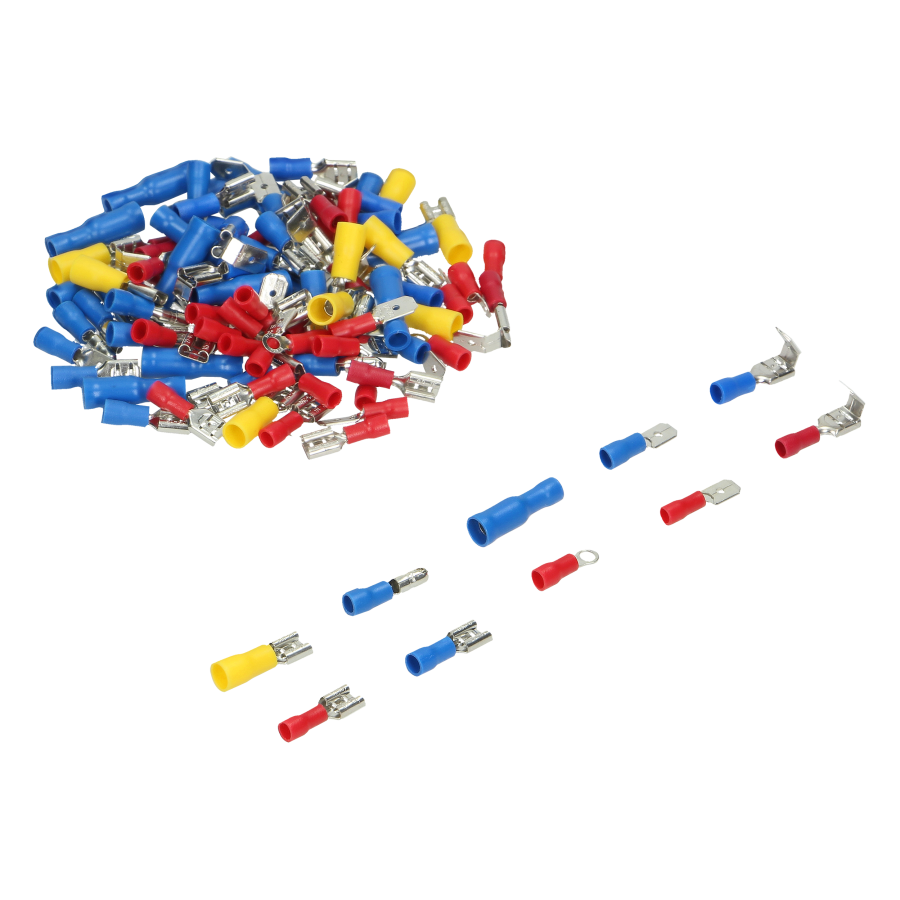 Set of wire crimps with wire stripper