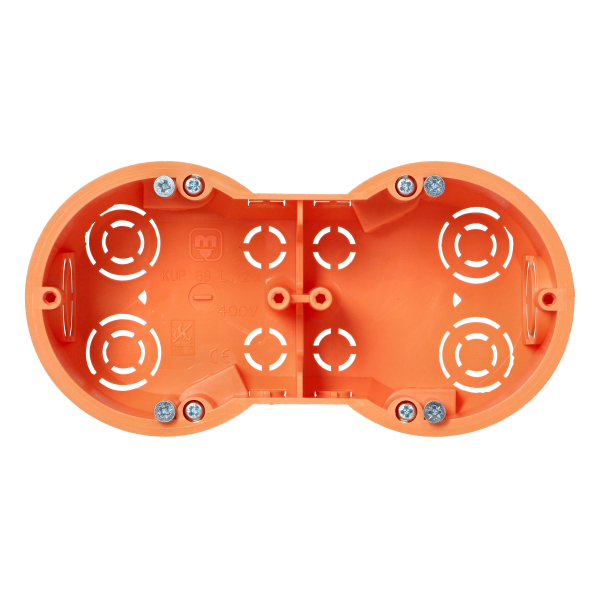 Flush-mounted junction box for plasterboard walls - 60 mm, 2 compartments, shallow