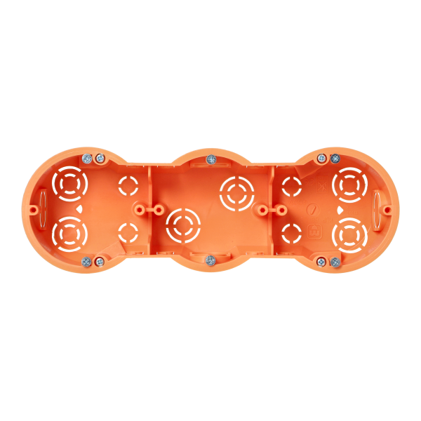Flush-mounted junction box for plasterboard walls - 60 mm, 3 compartments, shallow