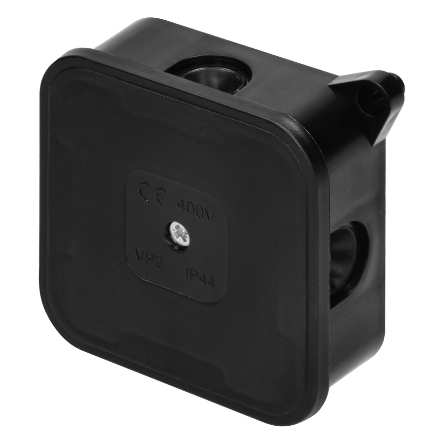 Surface-mounted junction box ECO IP44 400V 4 rubber glands 85x85x35mm black, 60 pcs