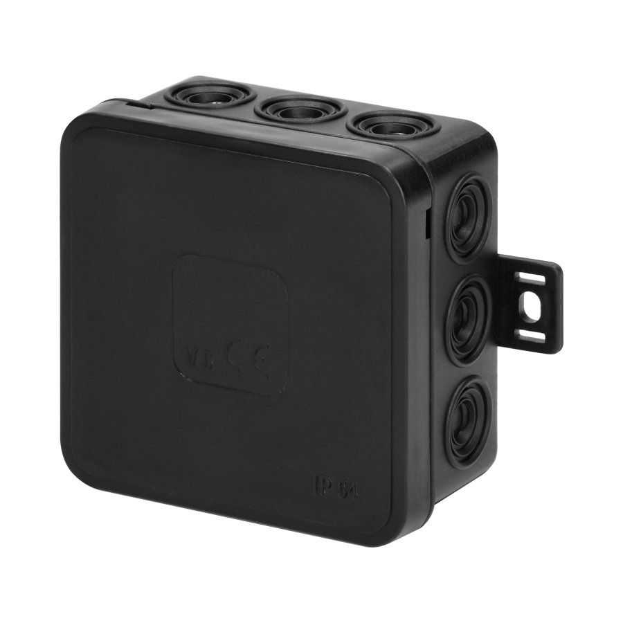 Surface-mounted junction box CLICK IP54 12 cable entries 75x75x41mm black