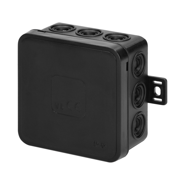 Surface-mounted junction box CLICK IP54 12 cable entries 75x75x41mm black