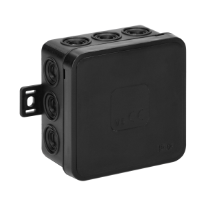 Surface-mounted junction box CLICK IP54 12 cable entries 75x75x41mm black, 66 pcs.