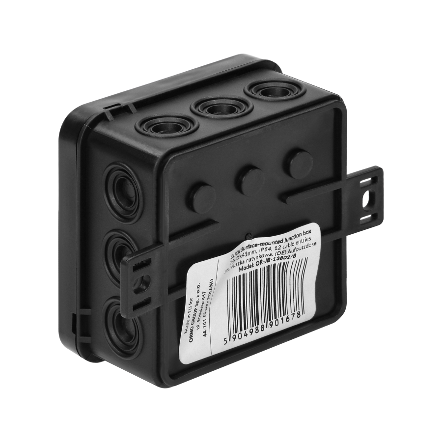 Surface-mounted junction box CLICK IP54 12 cable entries 75x75x41mm black, 66 pcs.