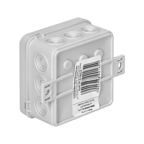 Surface-mounted junction box CLICK IP54 12 cable entries 75x75x41mm grey