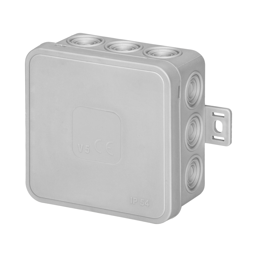 Surface-mounted junction box CLICK IP54 12 cable entries 75x75x41mm grey, 66 pcs.