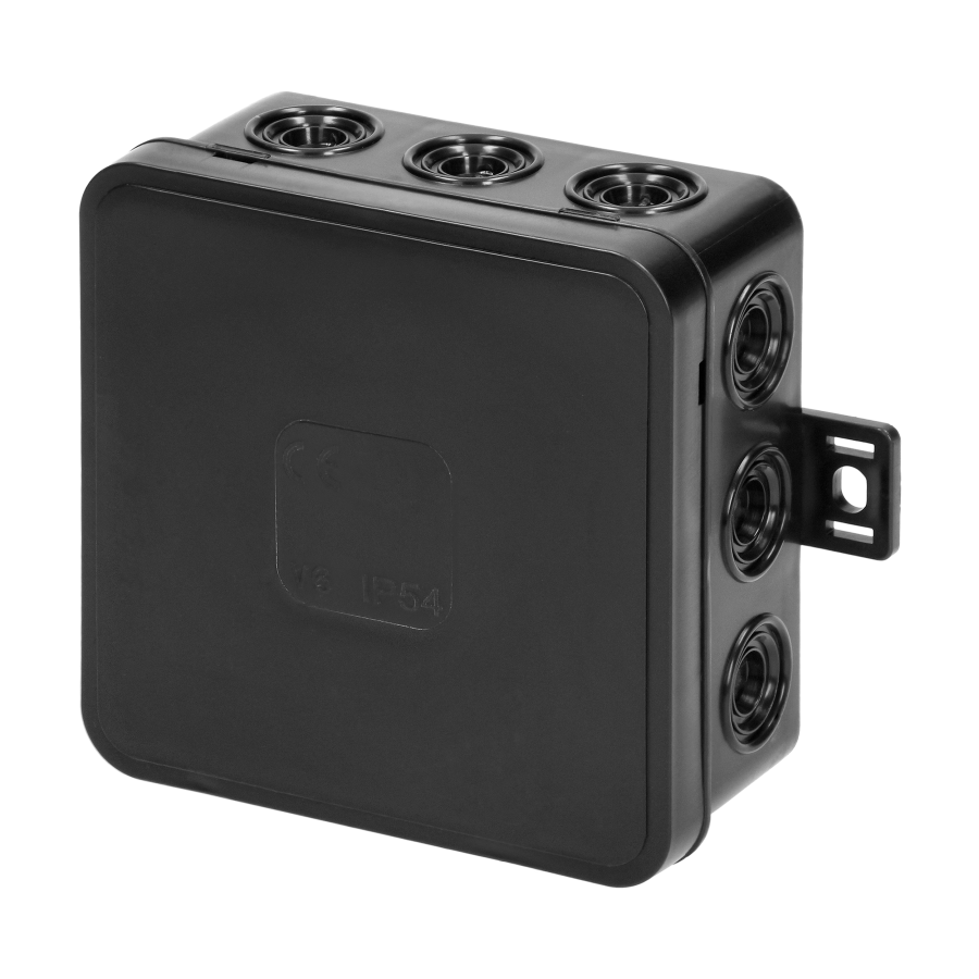 Surface-mounted junction box CLICK IP54 12 cable entries 85x85x41mm black