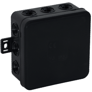 Surface-mounted junction box CLICK IP54 12 cable entries 85x85x41mm black, 50 pcs.