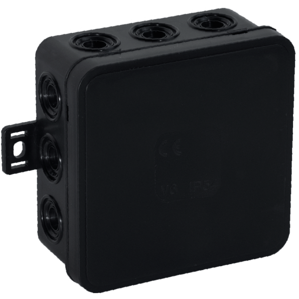 Surface-mounted junction box CLICK IP54 12 cable entries 85x85x41mm black, 50 pcs.