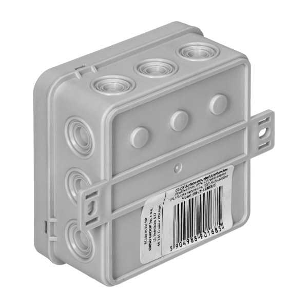 Puszka n/t CLICK, IP54, 12 przepustów, 85x85x41mm, szara