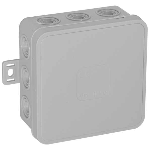 Surface-mounted junction box CLICK IP54 12 cable entries 85x85x41mm grey, 50 pcs