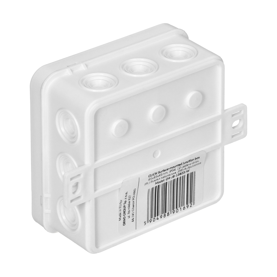 Surface-mounted junction box CLICK IP54 12 cable entries 85x85x41mm white