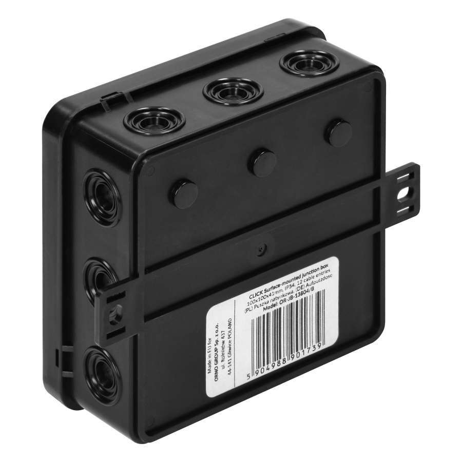 Puszka n/t CLICK, IP54, 12 przepustów, 100x100x41mm, czarna