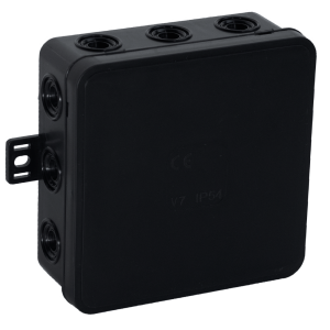 Surface-mounted junction box CLICK IP54 12 cable entries 100x100x41mm black, 32 pcs.